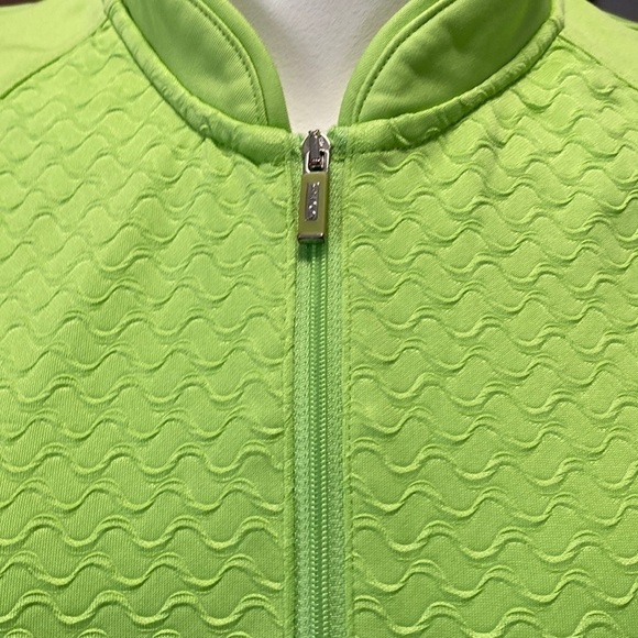 Izod Neon Green Athletic Golf Tennis Sleeveless Mock neck Top Size Large - Picture 3 of 13